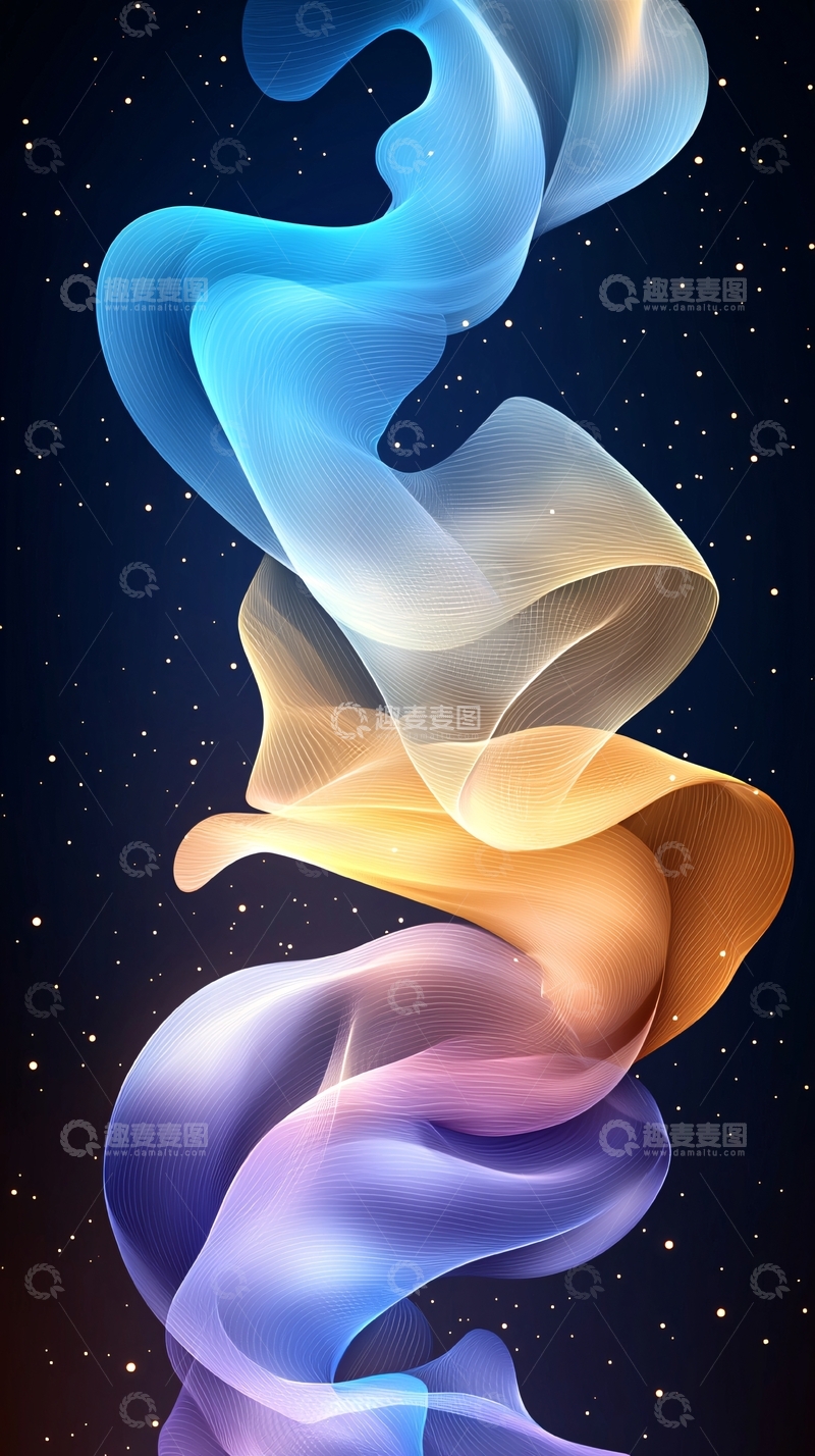 高清大图下载【趣麦麦图】绚丽流动渐变丝绸