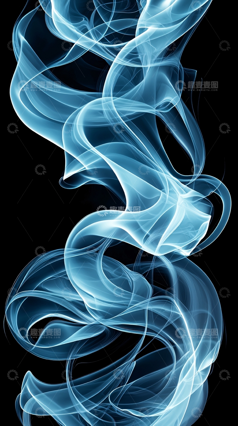 高清大图下载【趣麦麦图】蓝色烟雾在黑色背景上