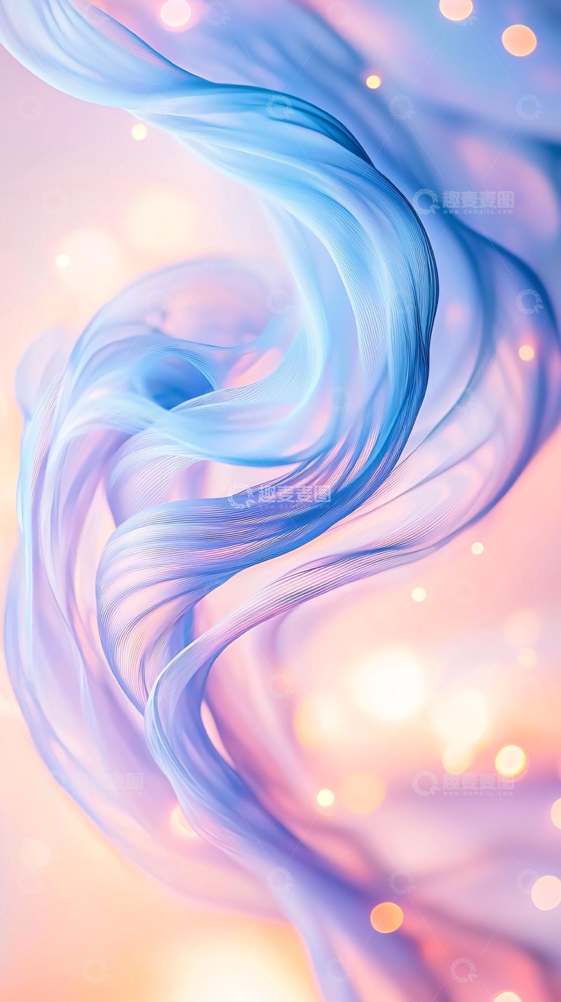 高清大图下载【趣麦麦图】淡蓝色丝绸的唯美飘逸