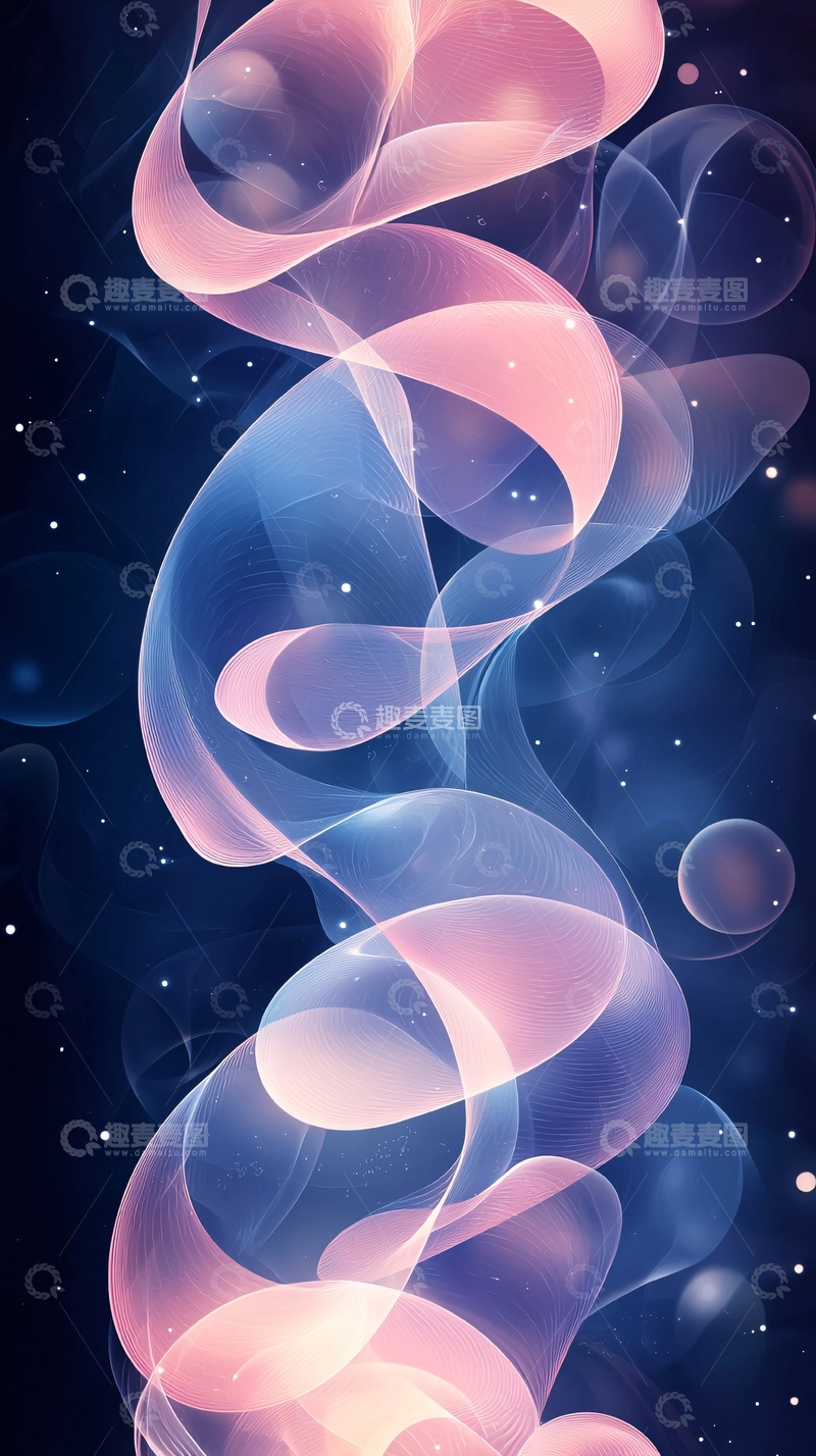 高清大图下载【趣麦麦图】梦幻粉蓝螺旋烟雾