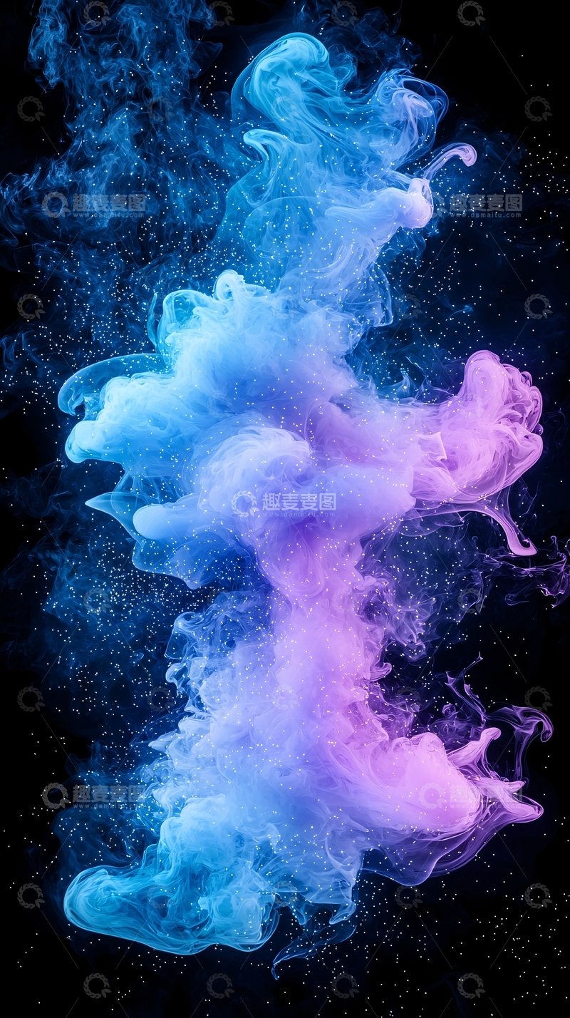 高清大图下载【趣麦麦图】蓝色紫色烟雾