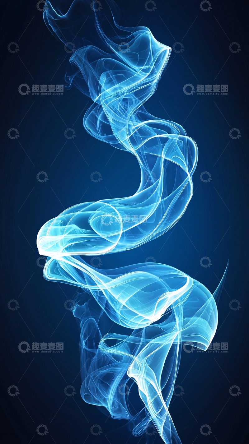 高清大图下载【趣麦麦图】蓝色烟雾缠绕上升