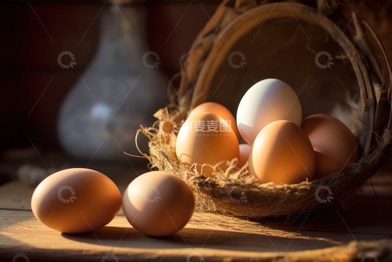 高清大图下载【趣麦麦图】一篮子新鲜鸡蛋1