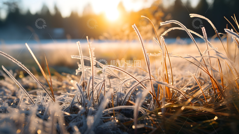 高清大图下载【趣麦麦图】-冬日结晶的小草2