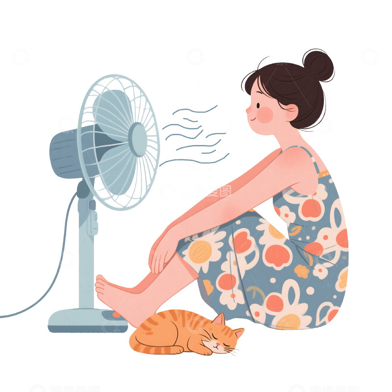 夏天女孩吹风扇1