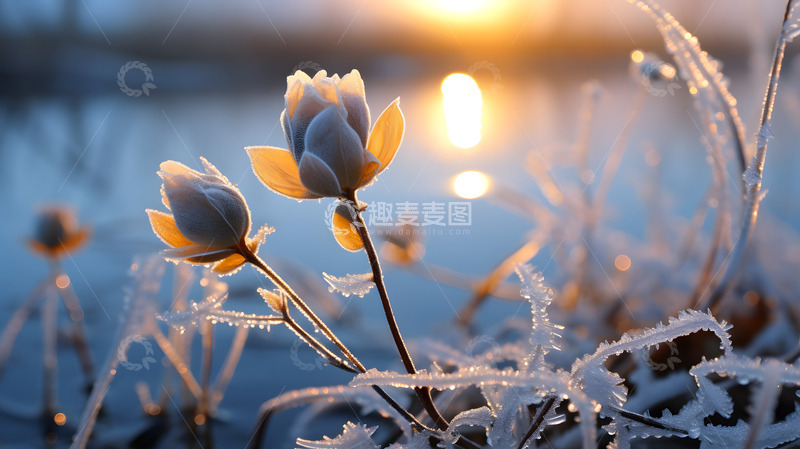 高清大图下载【趣麦麦图】冬季寒冷天气结晶的花朵2