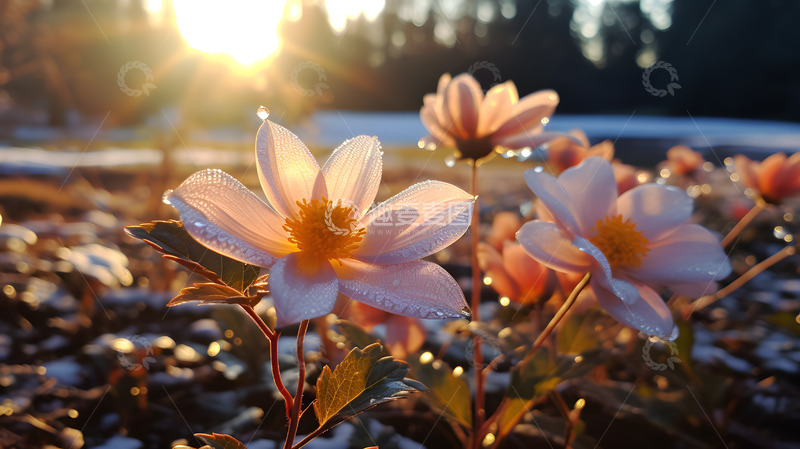 高清大图下载【趣麦麦图】冬季寒冷天气结晶的花朵1