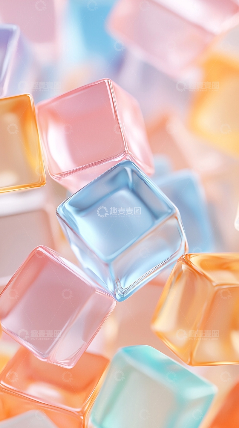 高清大图下载【趣麦麦图】彩色透明方块堆叠