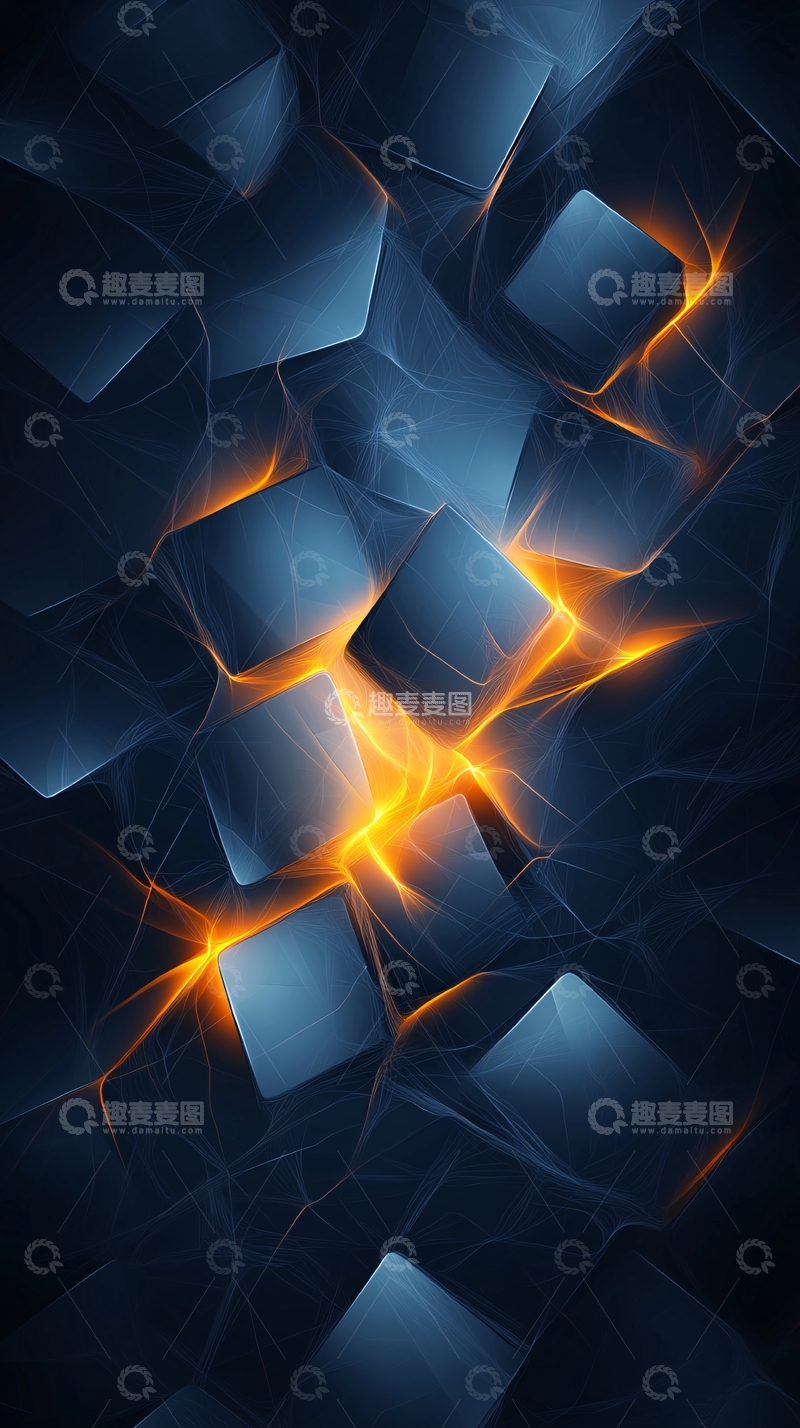 高清大图下载【趣麦麦图】蓝色立方体发光