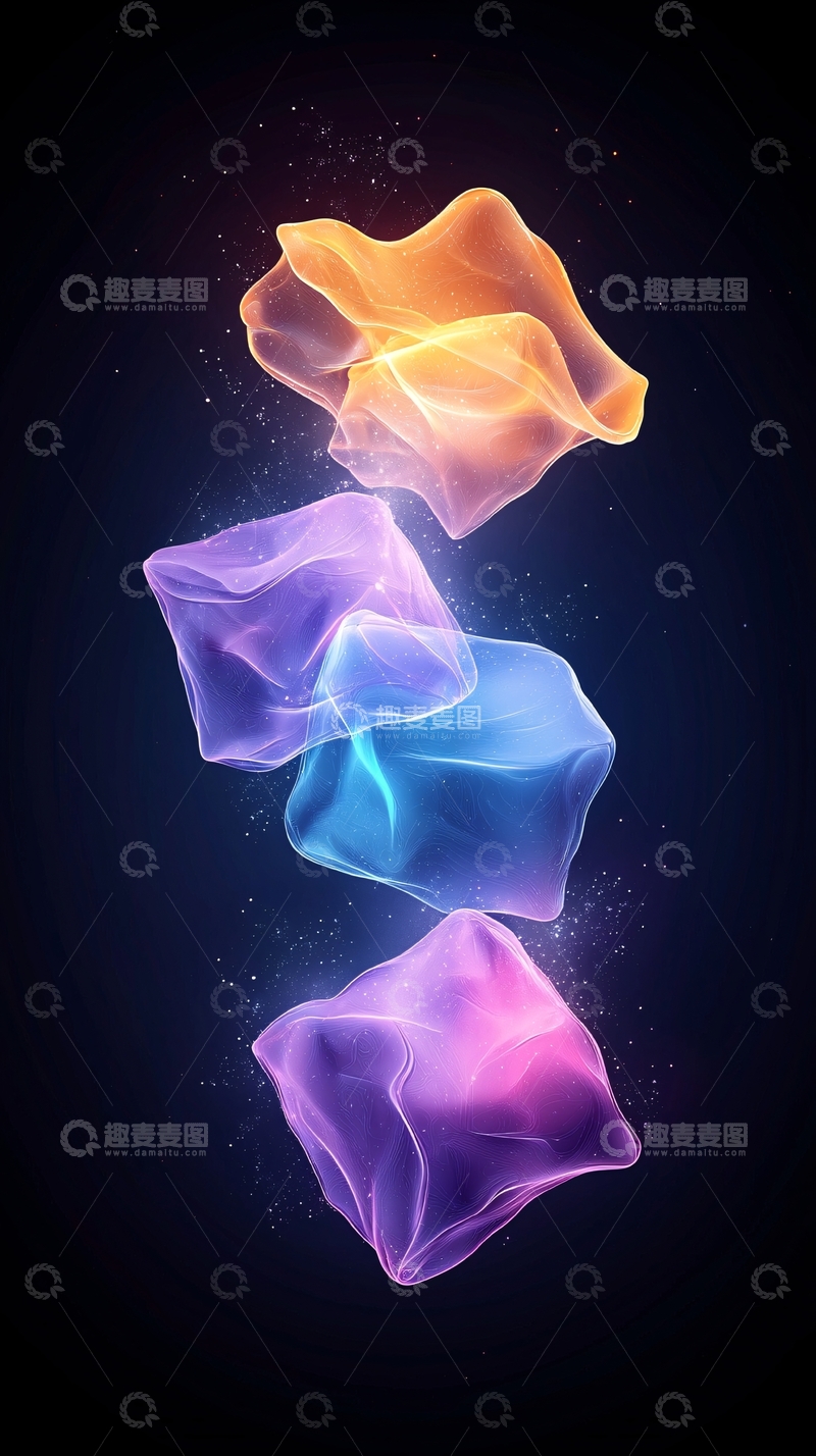 高清大图下载【趣麦麦图】漂浮半透明彩色块