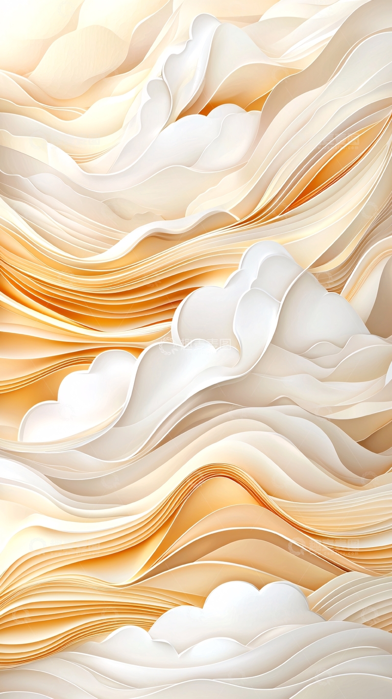 高清大图下载【趣麦麦图】金色白色流体抽象背景
