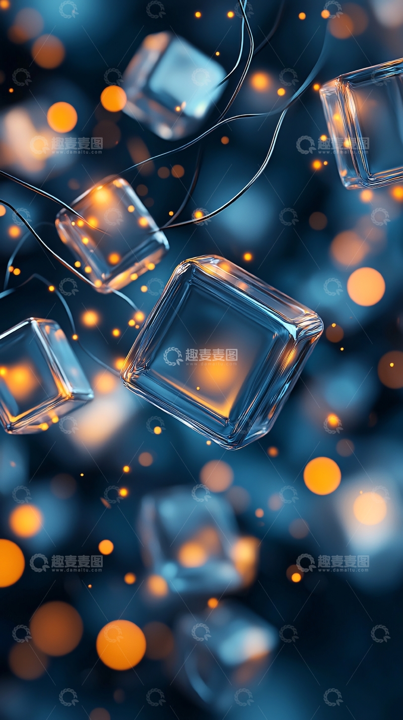 高清大图下载【趣麦麦图】冰块与暖色光芒交织