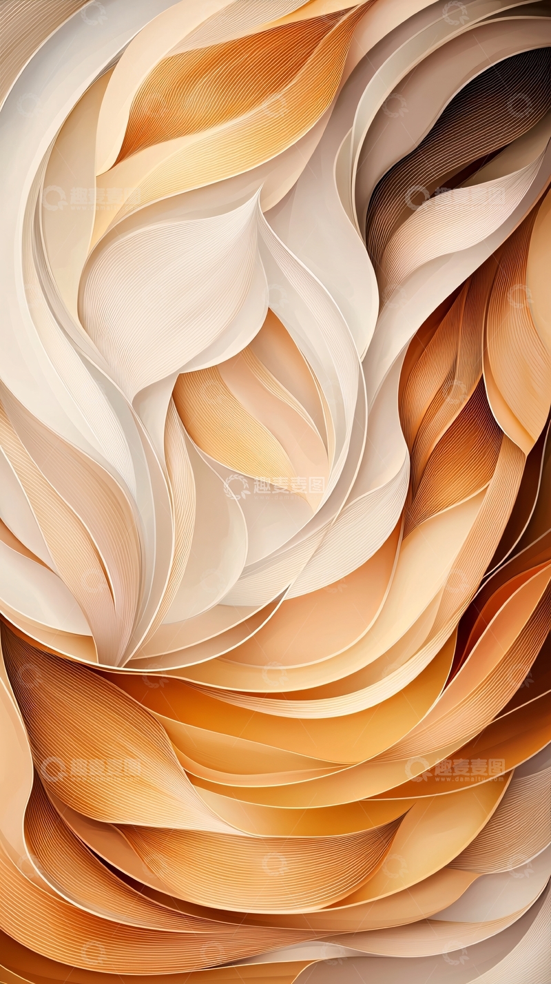 高清大图下载【趣麦麦图】米色漩涡抽象艺术