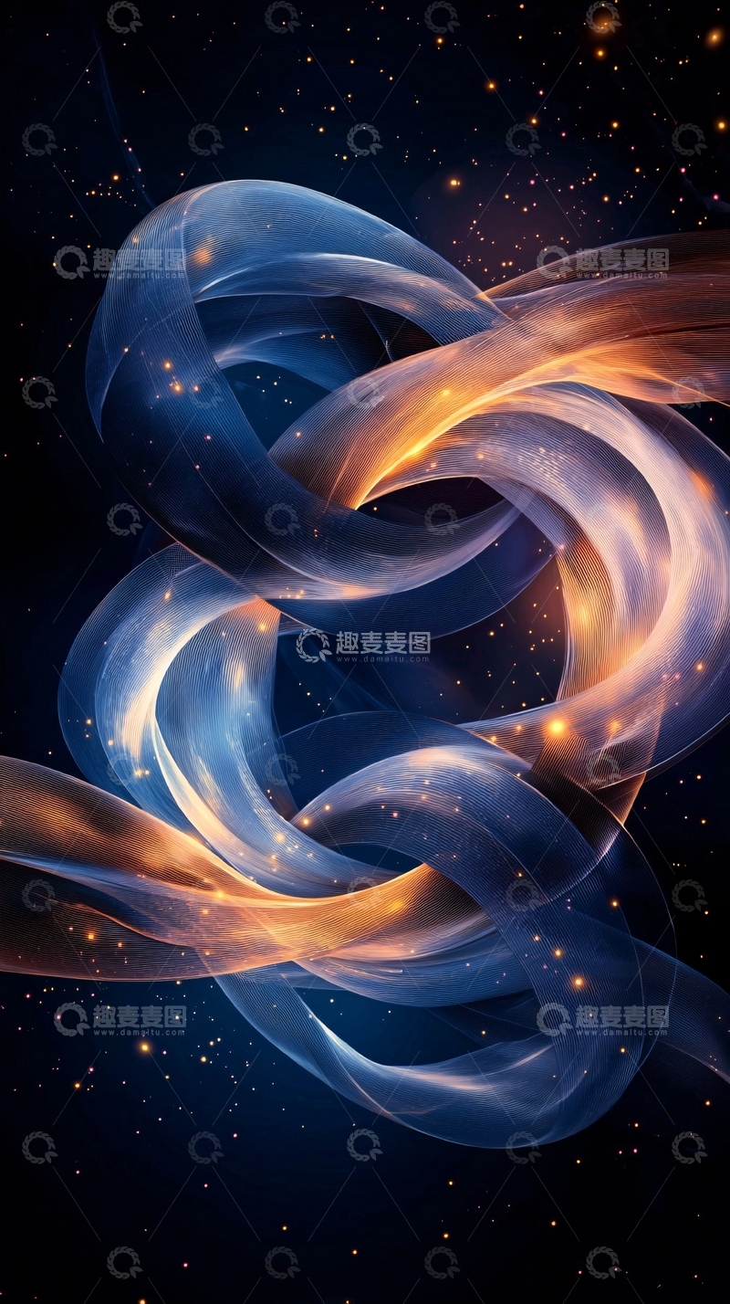 高清大图下载【趣麦麦图】蓝色金色缠绕线条