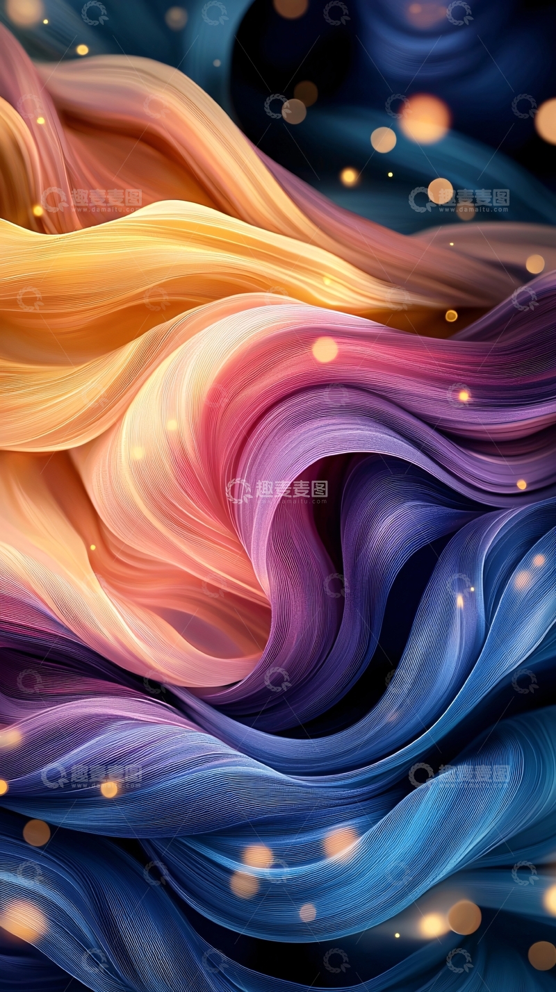 高清大图下载【趣麦麦图】抽象彩色流动丝绸背景
