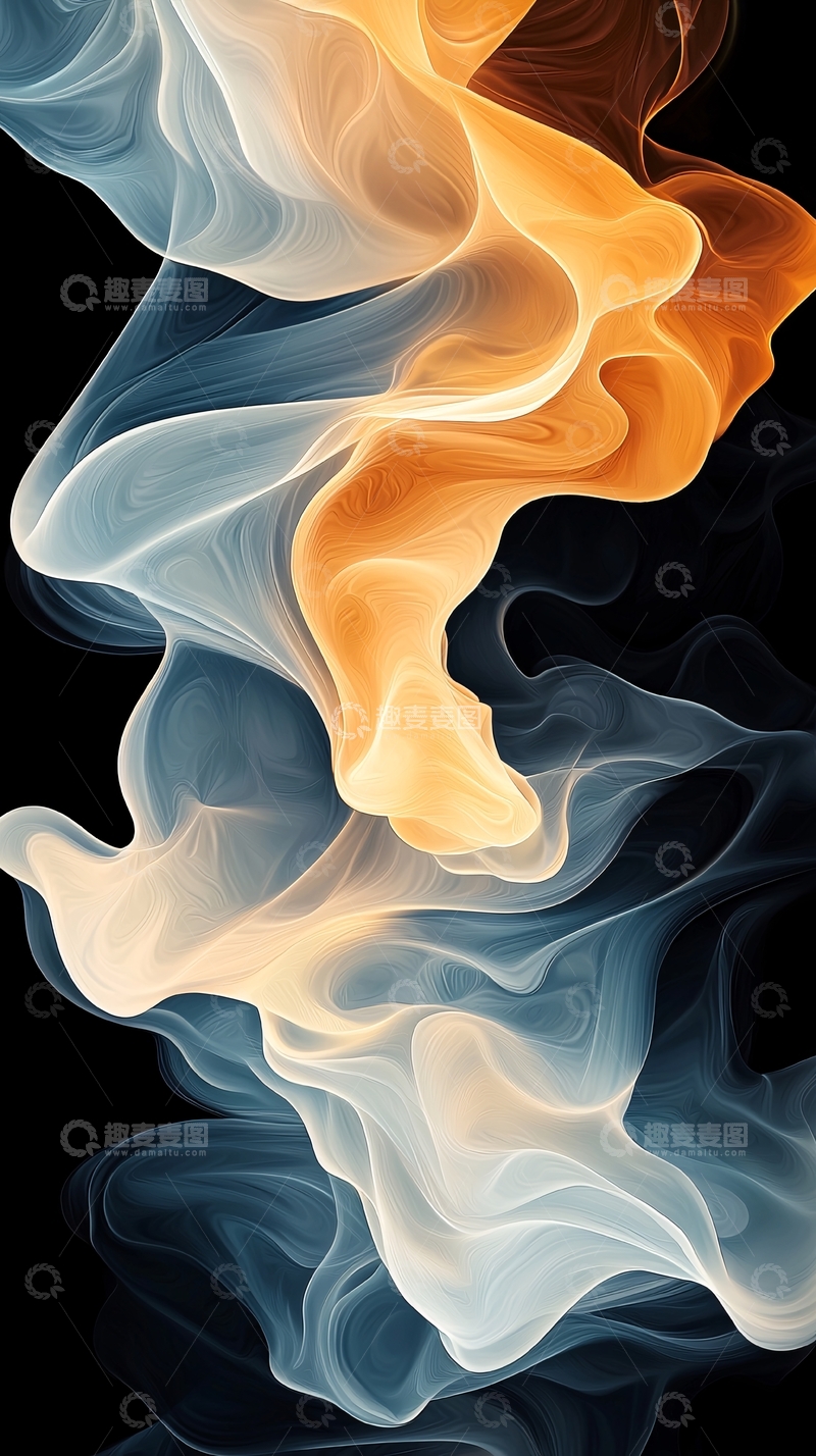 高清大图下载【趣麦麦图】抽象烟雾曲线