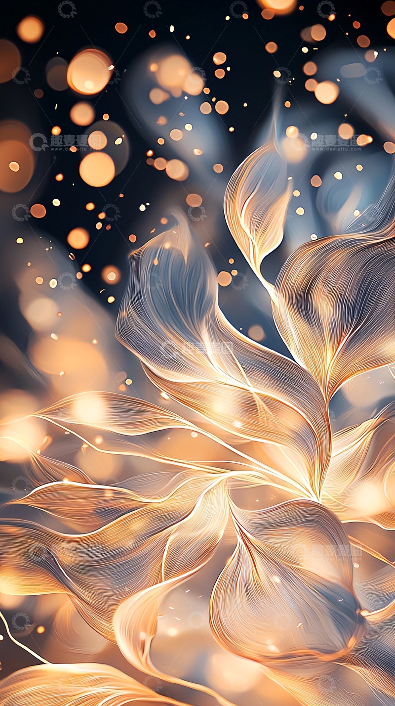 高清大图下载【趣麦麦图】金色光晕花朵抽象背景