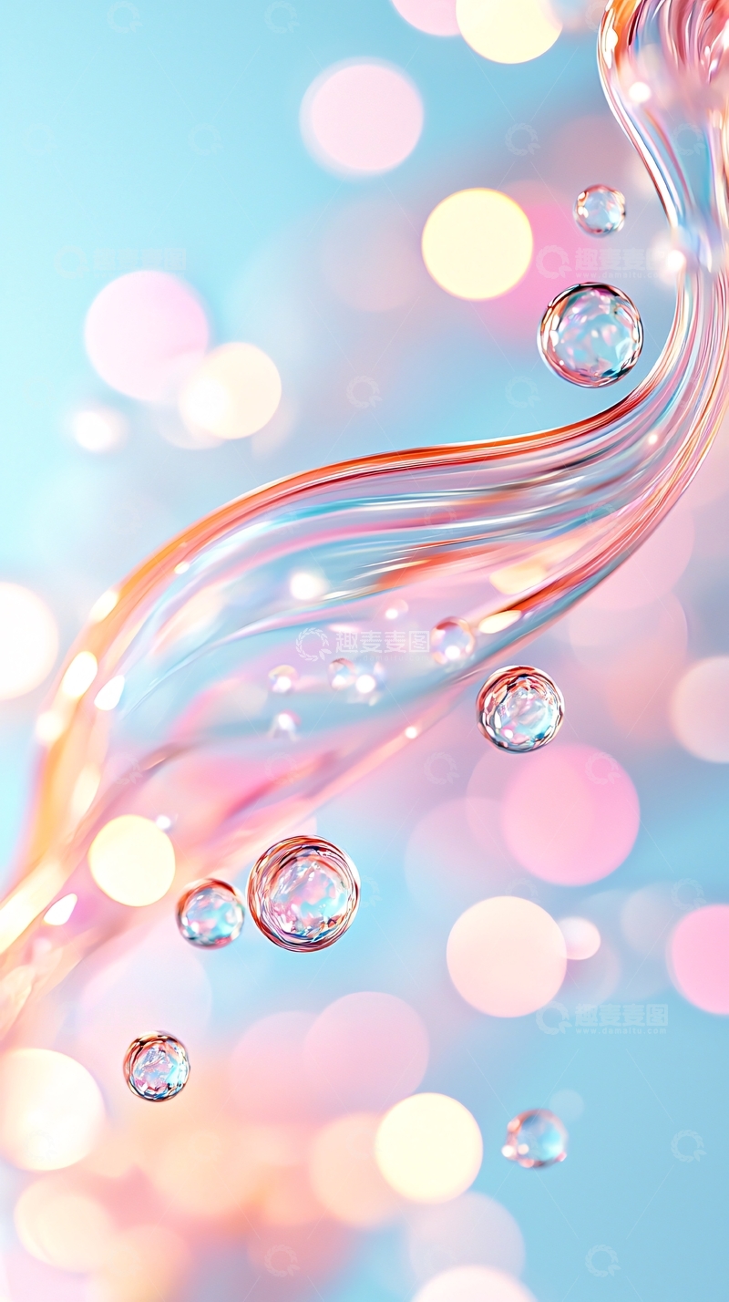 高清大图下载【趣麦麦图】流动的透明水滴