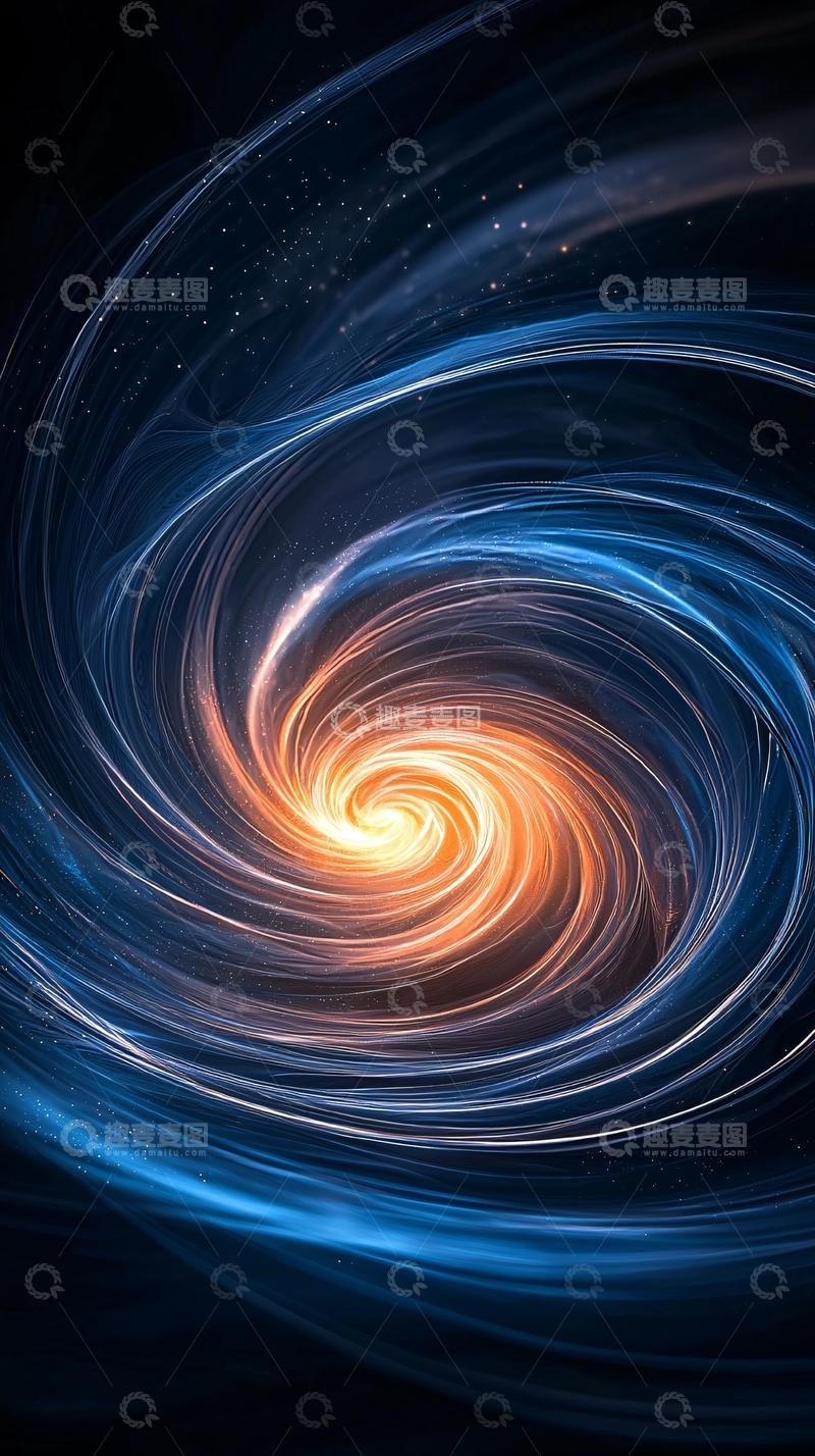 高清大图下载【趣麦麦图】金色光芒的蓝色漩涡