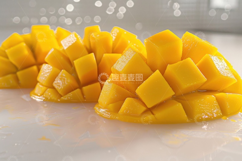 高清大图下载【趣麦麦图】切块的新鲜芒果