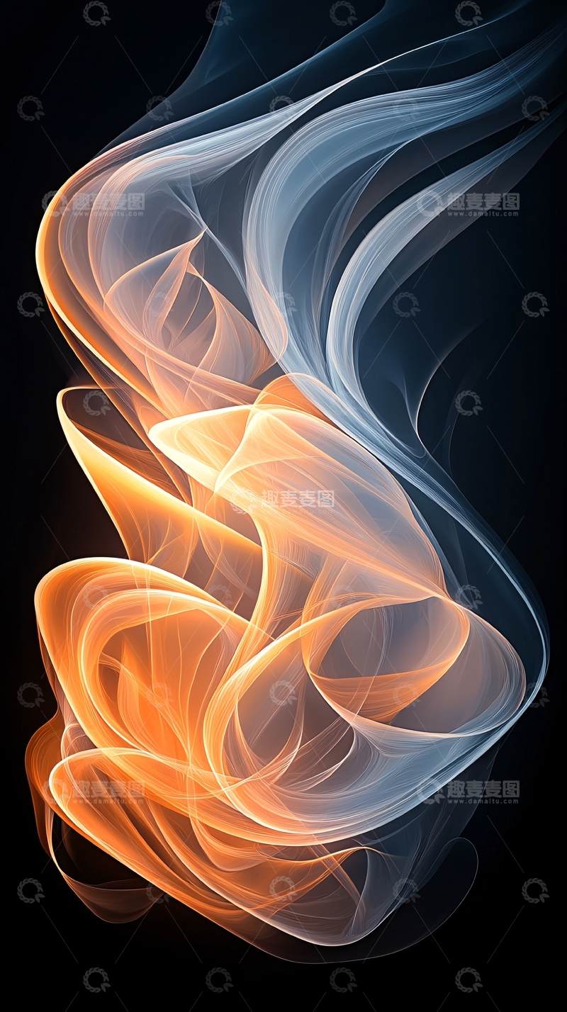 高清大图下载【趣麦麦图】橙色蓝色交织烟雾