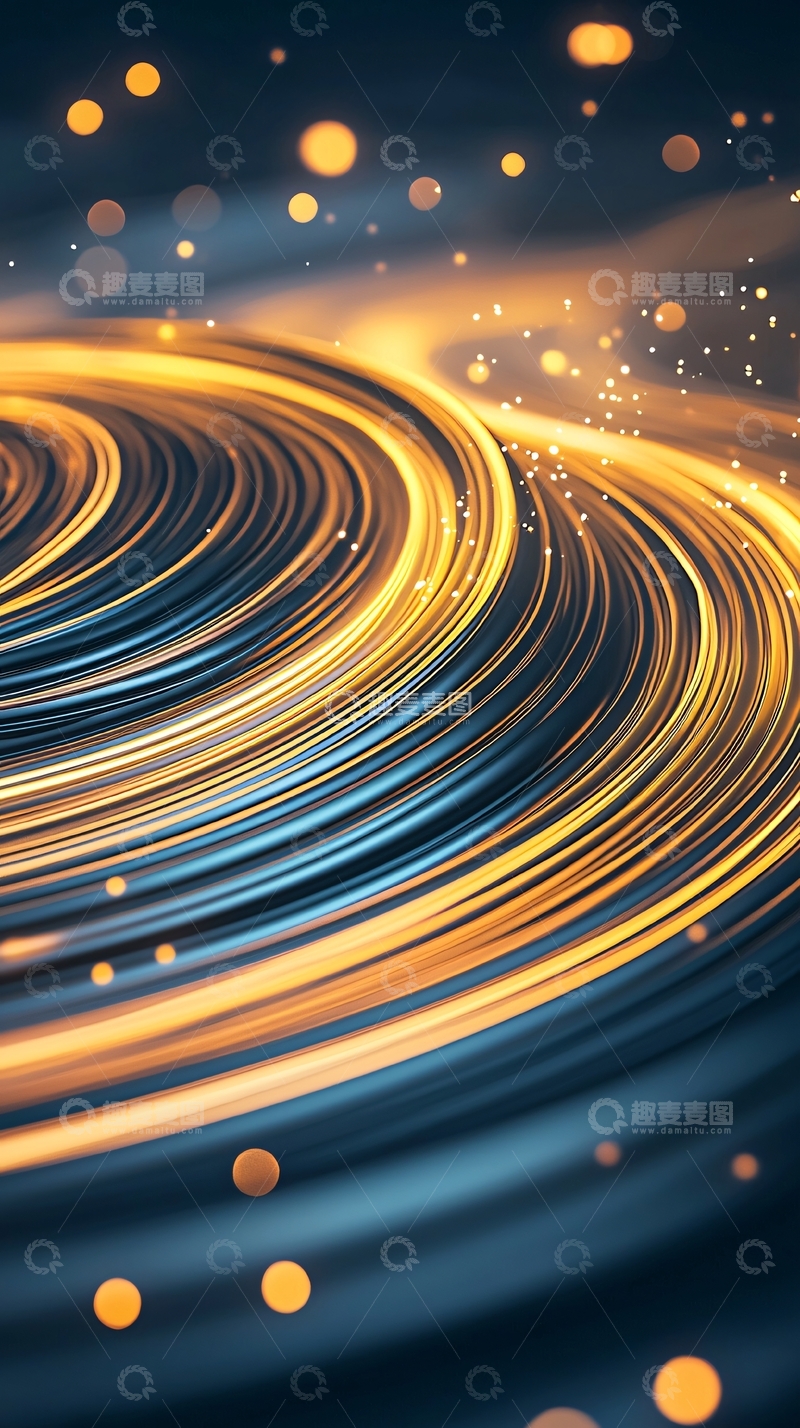 高清大图下载【趣麦麦图】金色光线在深蓝背景旋转