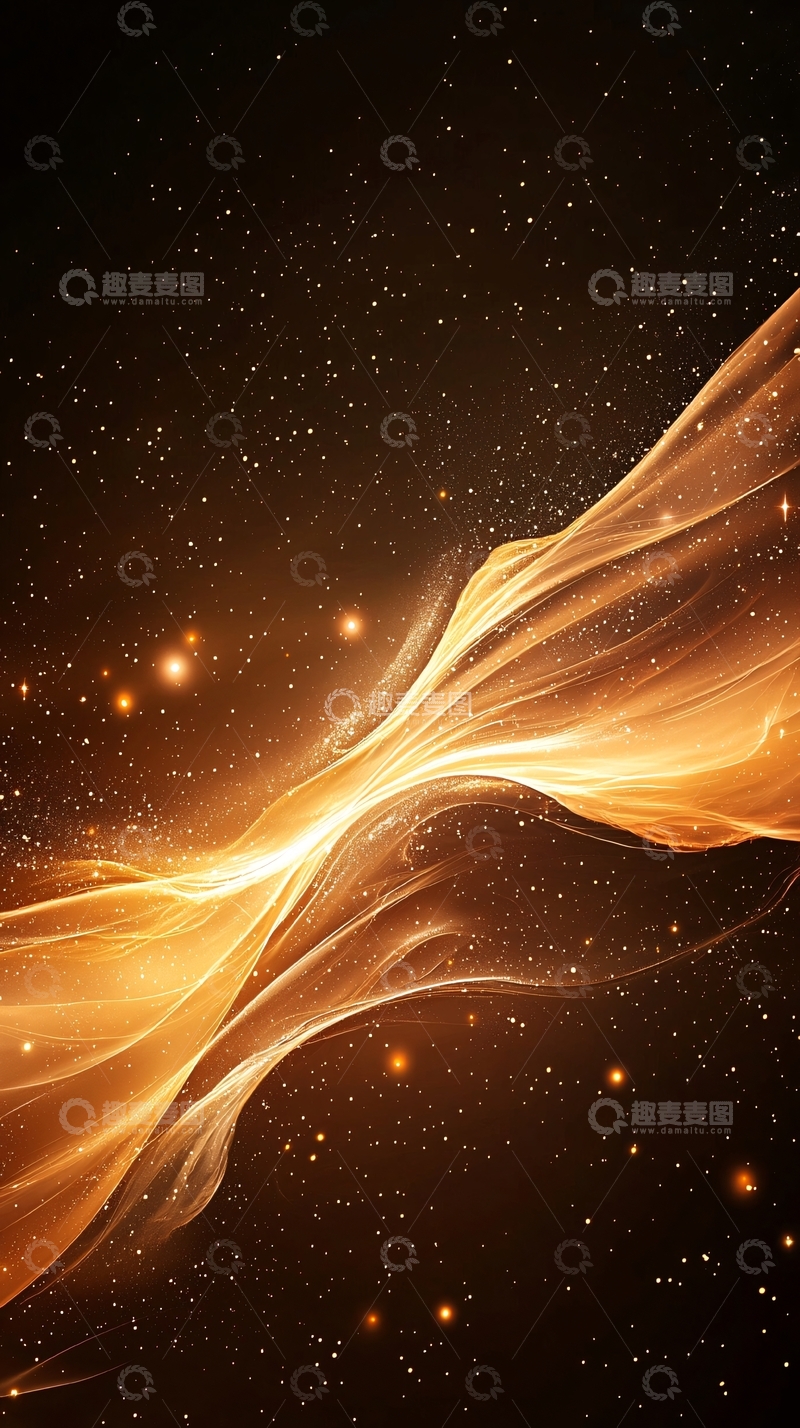 高清大图下载【趣麦麦图】金色光芒闪耀星空背景