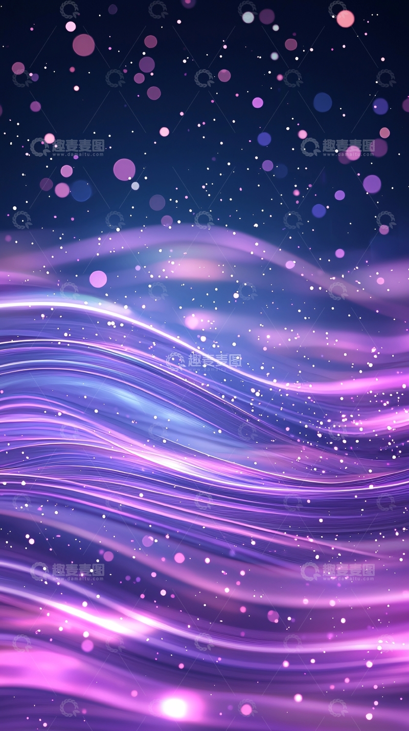 高清大图下载【趣麦麦图】紫色光线波浪和点状光芒