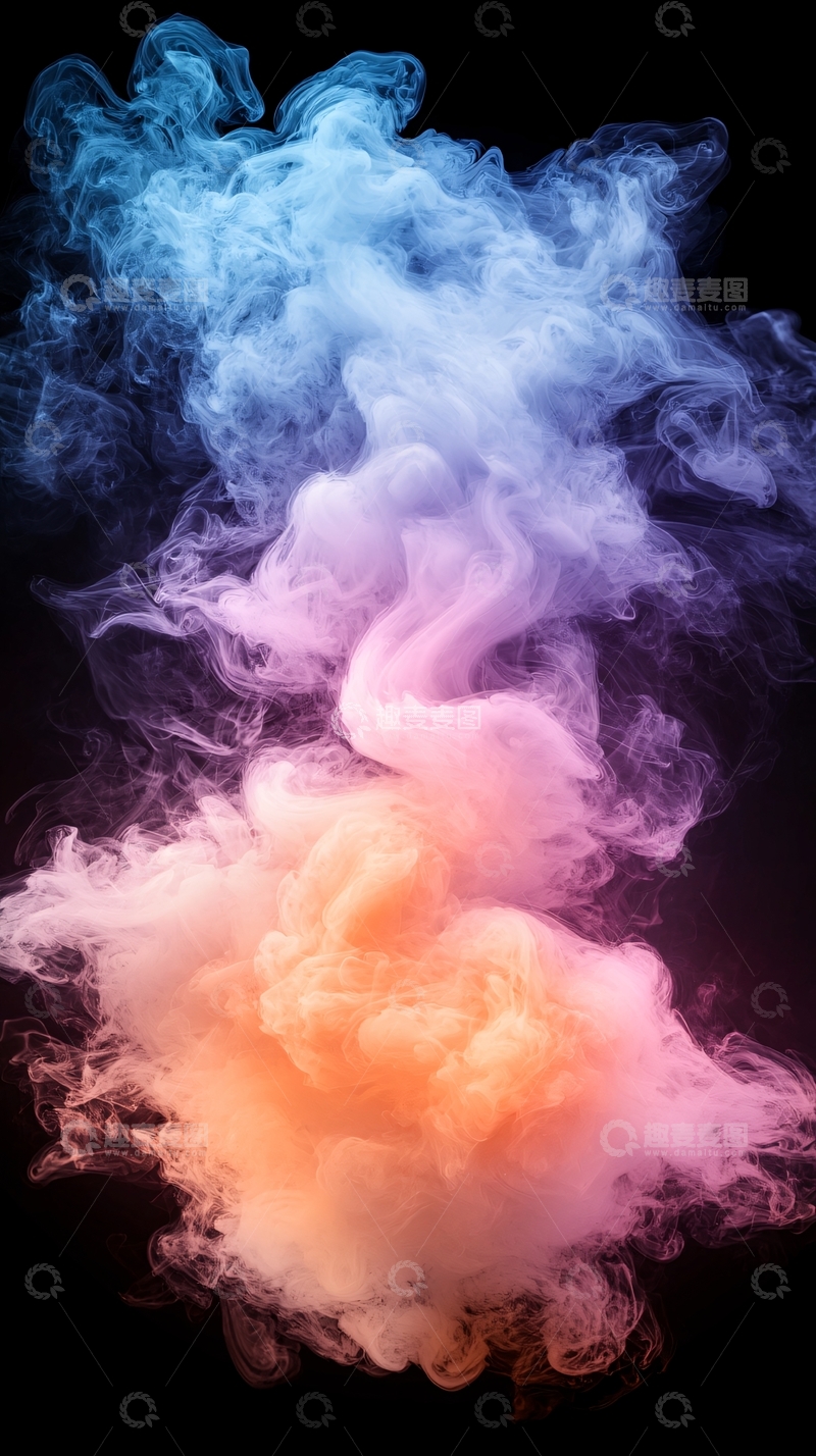 高清大图下载【趣麦麦图】彩色烟雾在黑色背景中