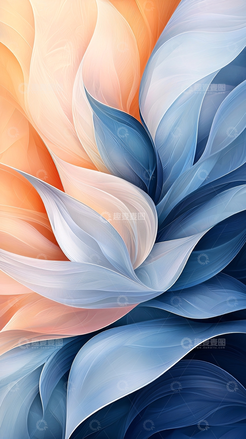 高清大图下载【趣麦麦图】抽象花瓣水彩渐变背景