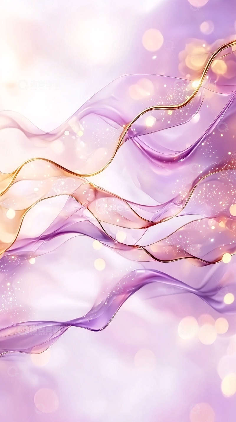 高清大图下载【趣麦麦图】紫色梦幻丝绸光晕背景