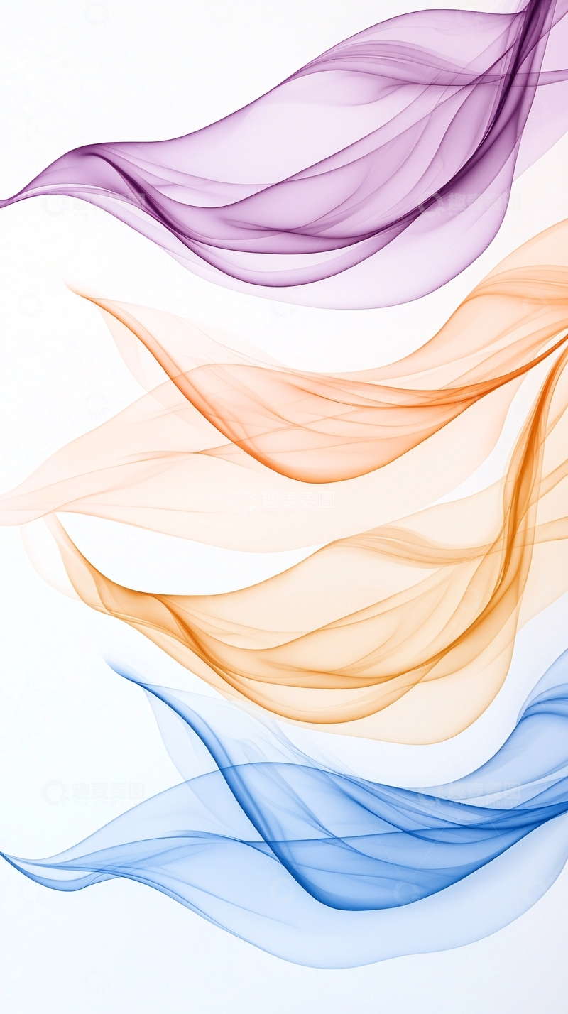 高清大图下载【趣麦麦图】彩色透明丝带状线条