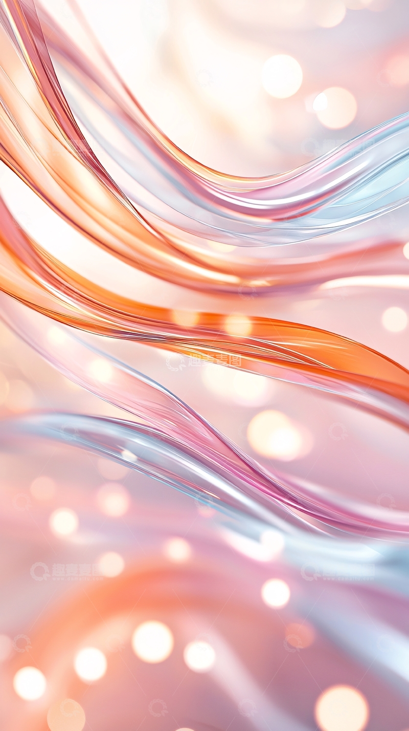 高清大图下载【趣麦麦图】流动彩色丝带光晕背景
