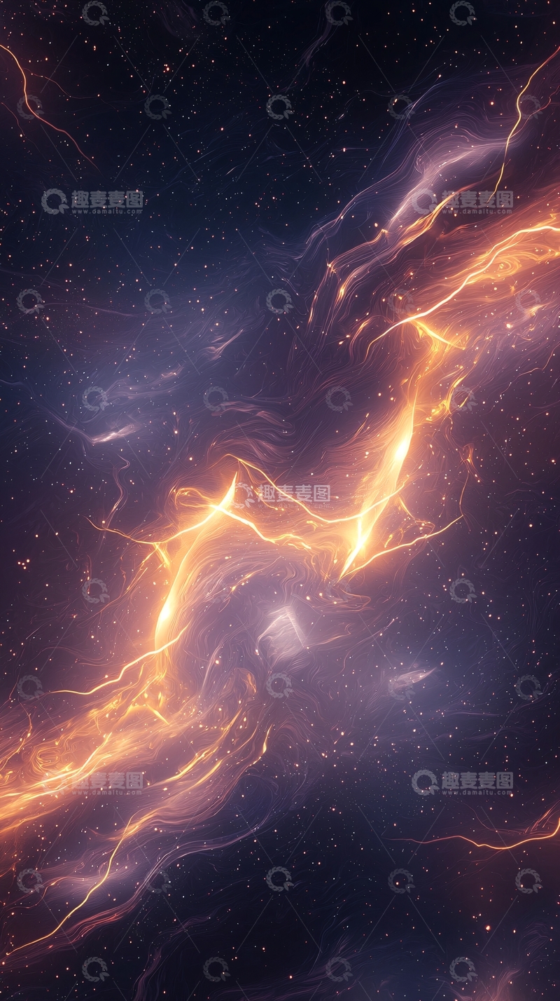 高清大图下载【趣麦麦图】宇宙星云金色光芒闪耀