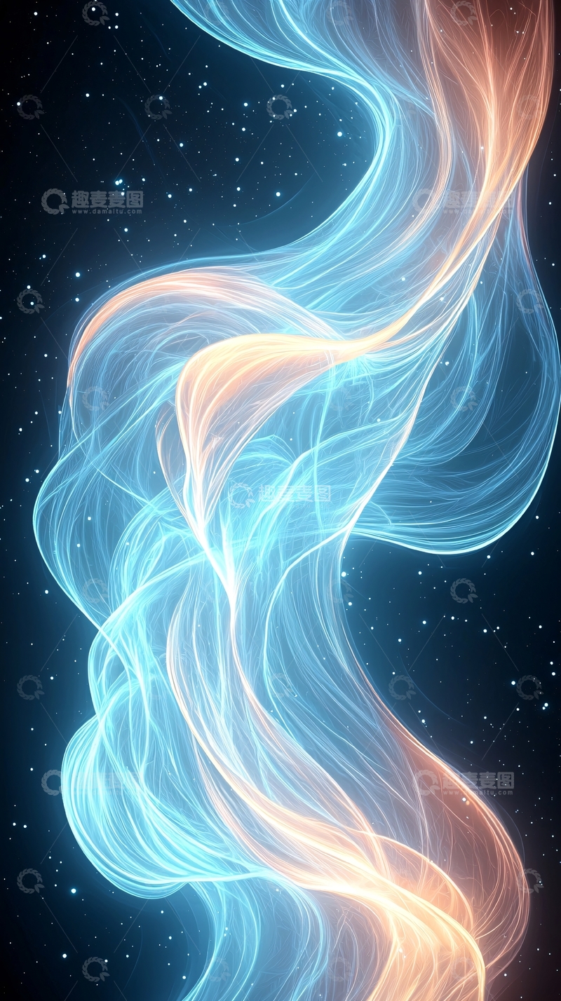 高清大图下载【趣麦麦图】梦幻蓝色光晕曲线