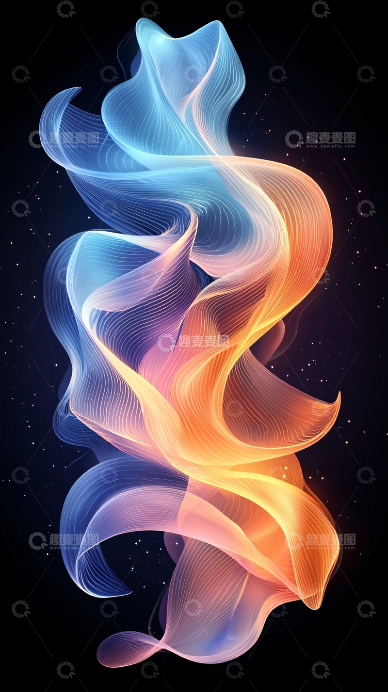 高清大图下载【趣麦麦图】流动的蓝色橙色光线