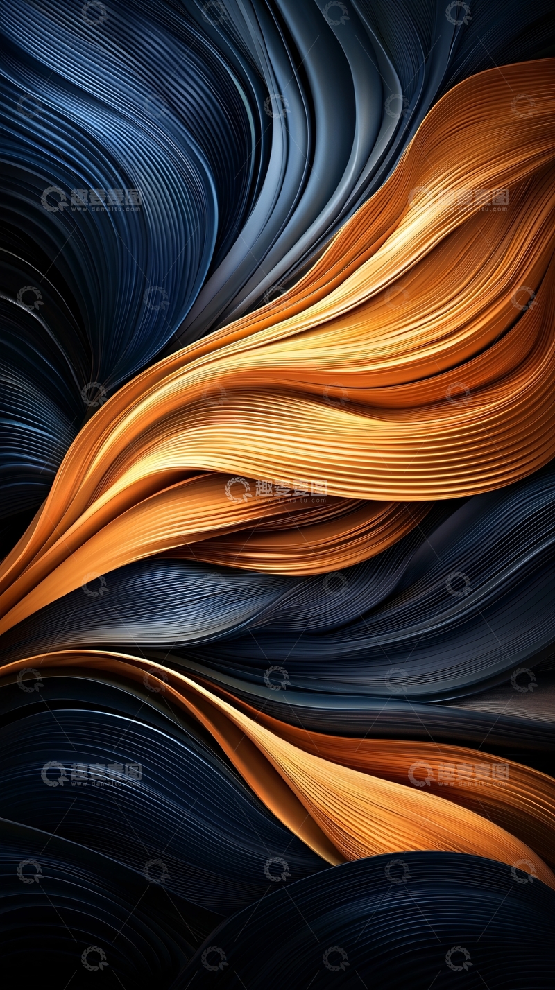 高清大图下载【趣麦麦图】金色蓝色交织的抽象纹理