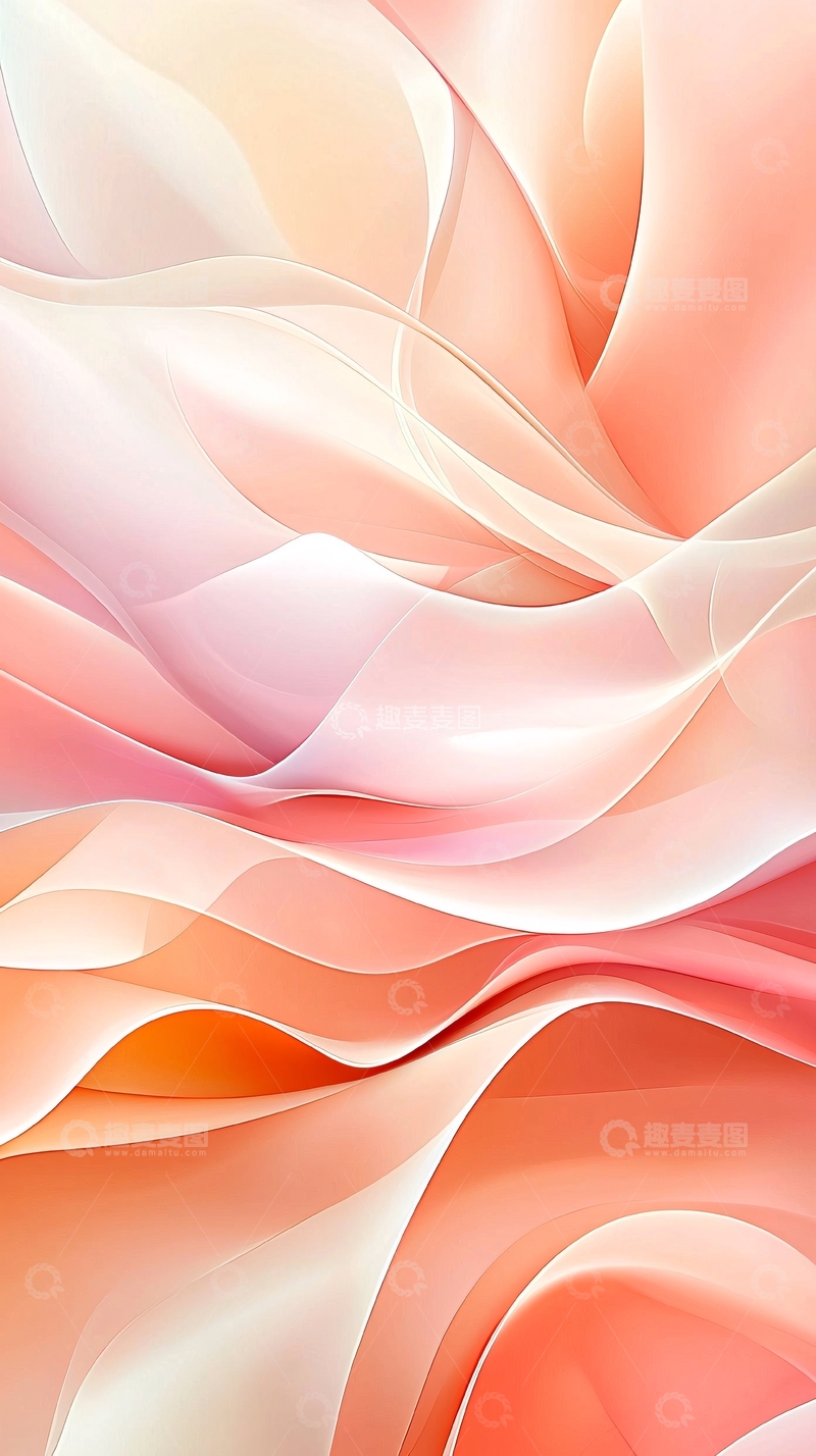 高清大图下载【趣麦麦图】抽象粉色丝绸般波浪背景