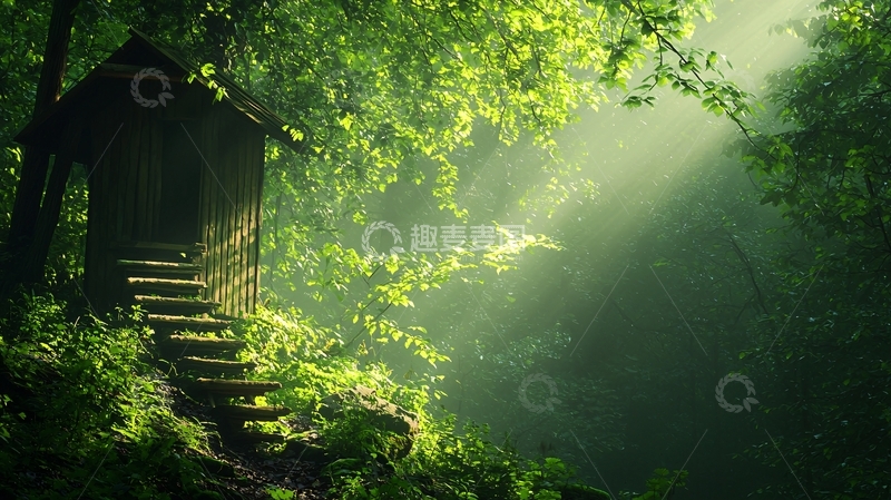 高清大图下载【趣麦麦图】林中小屋高清图片