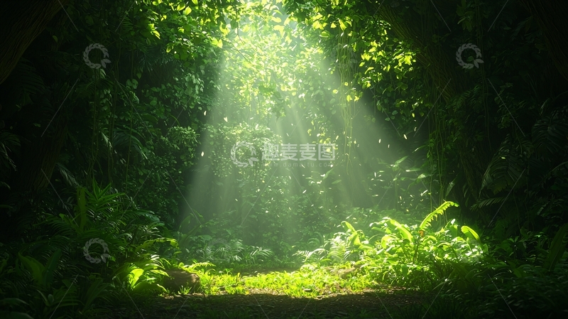 高清大图下载【趣麦麦图】阳光穿过树林的景象