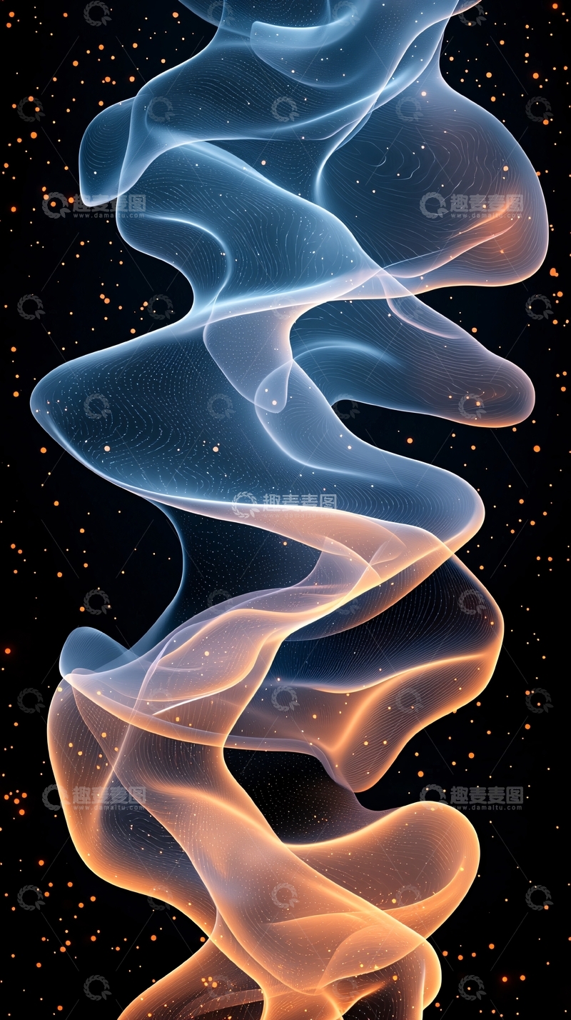 高清大图下载【趣麦麦图】流动的蓝色橙色光线