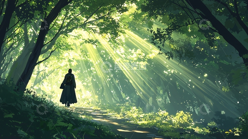 高清大图下载【趣麦麦图】阳光穿透树林