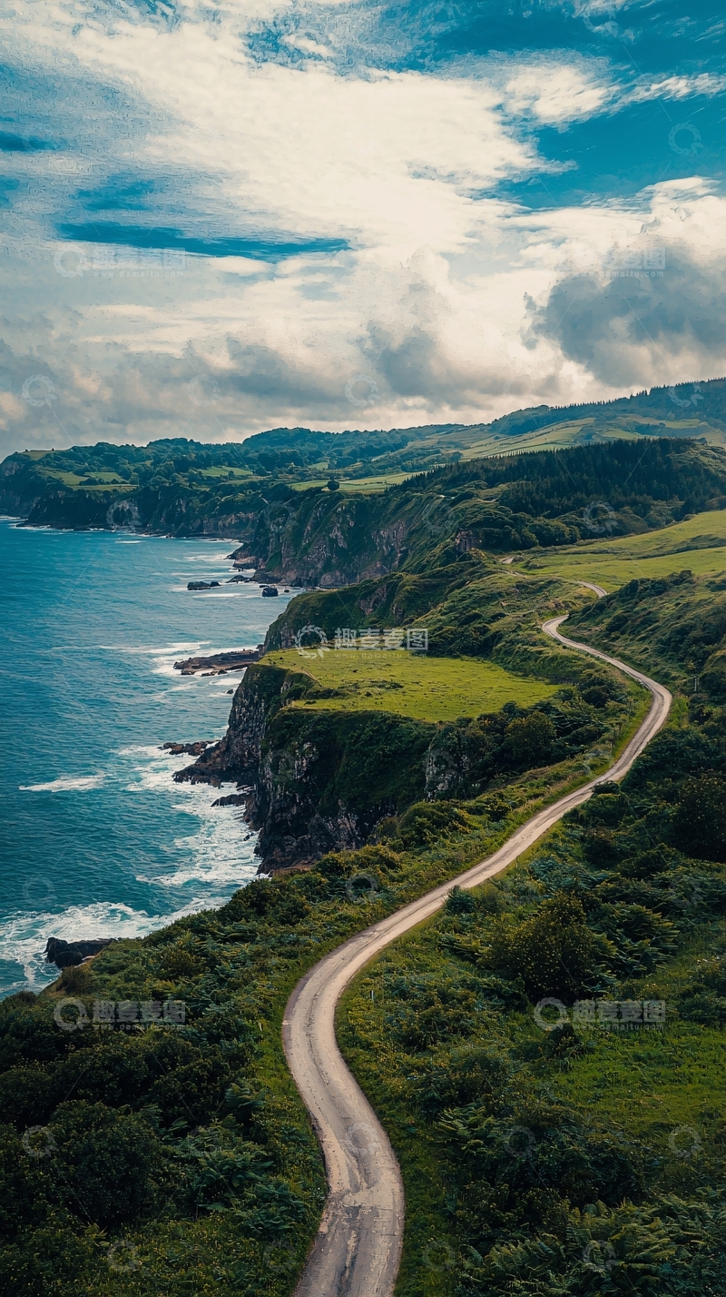 高清大图下载【趣麦麦图】蜿蜒公路沿海风光
