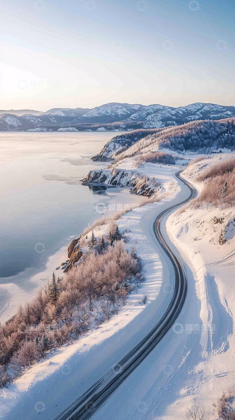 高清大图下载【趣麦麦图】冬日海岸公路的壮丽景色