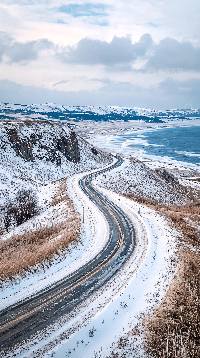 高清大图下载【趣麦麦图】蜿蜒雪路高清图片
