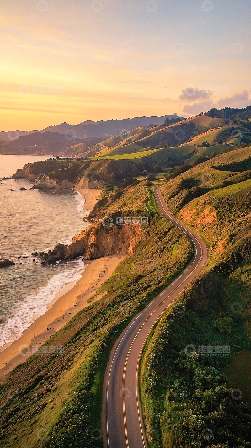 高清大图下载【趣麦麦图】海岸公路风景如画