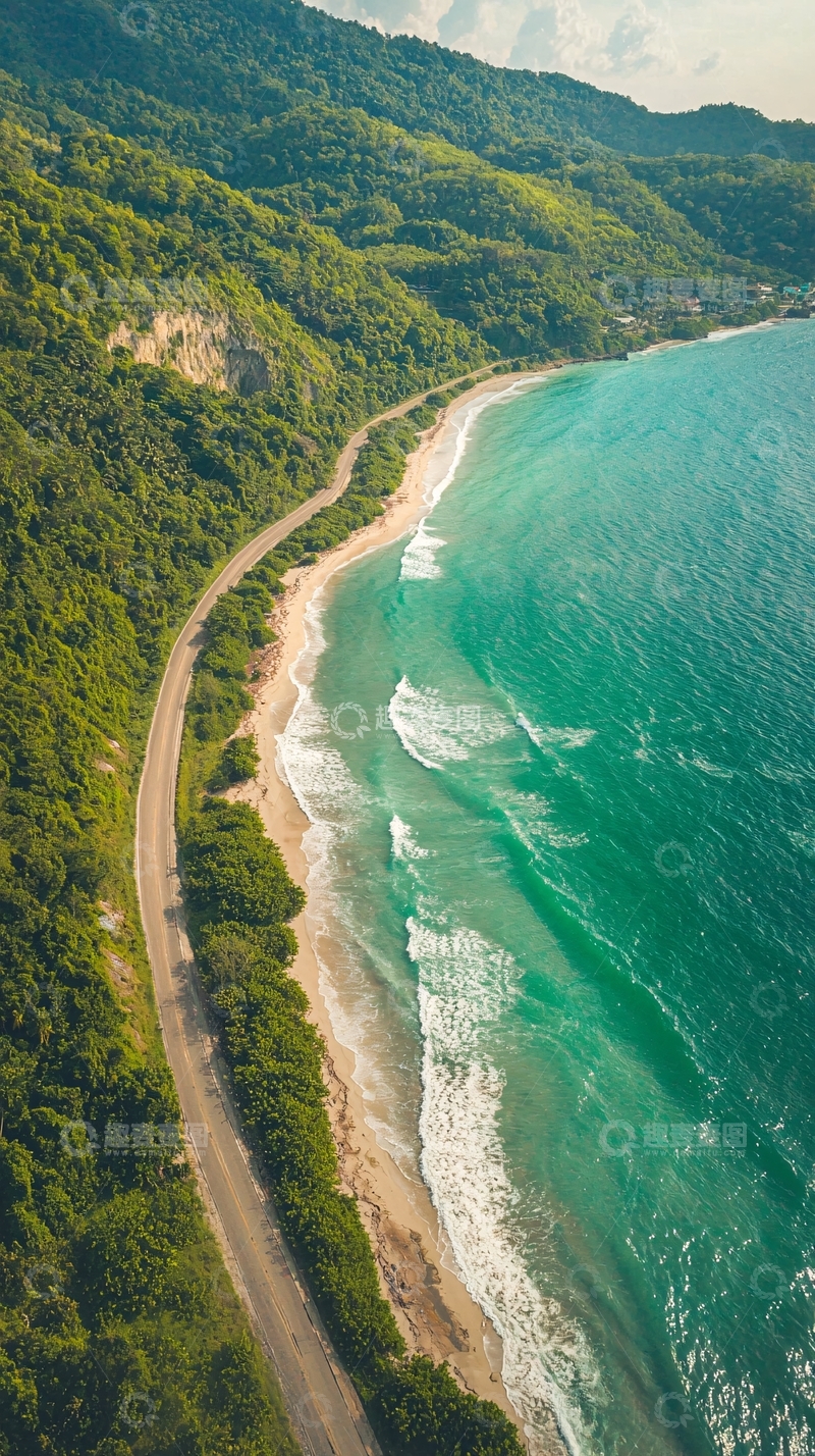 高清大图下载【趣麦麦图】海边公路的壮丽景色
