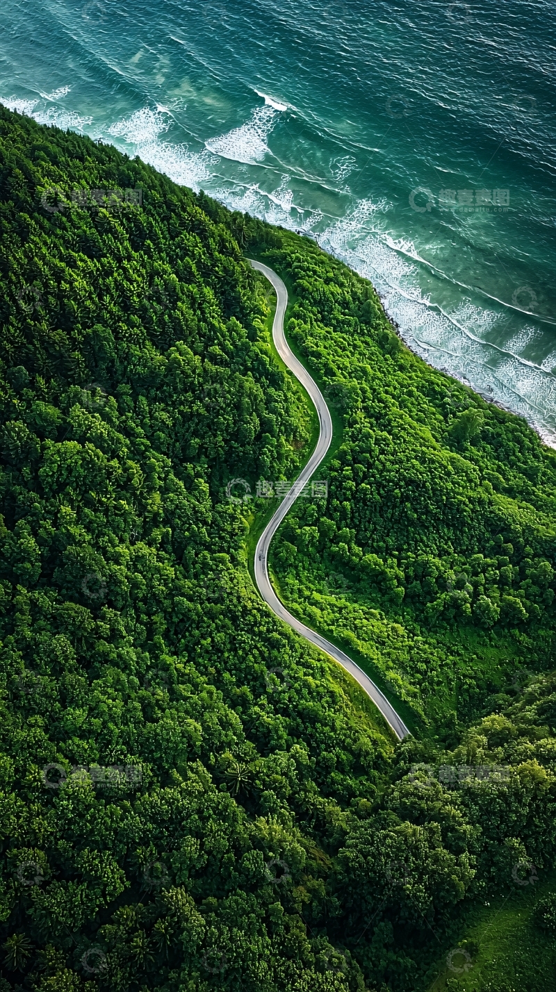 高清大图下载【趣麦麦图】蜿蜒山路海岸线风光