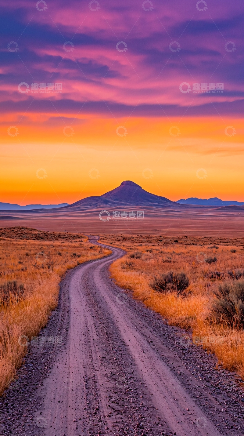 高清大图下载【趣麦麦图】蜿蜒土路通向山丘