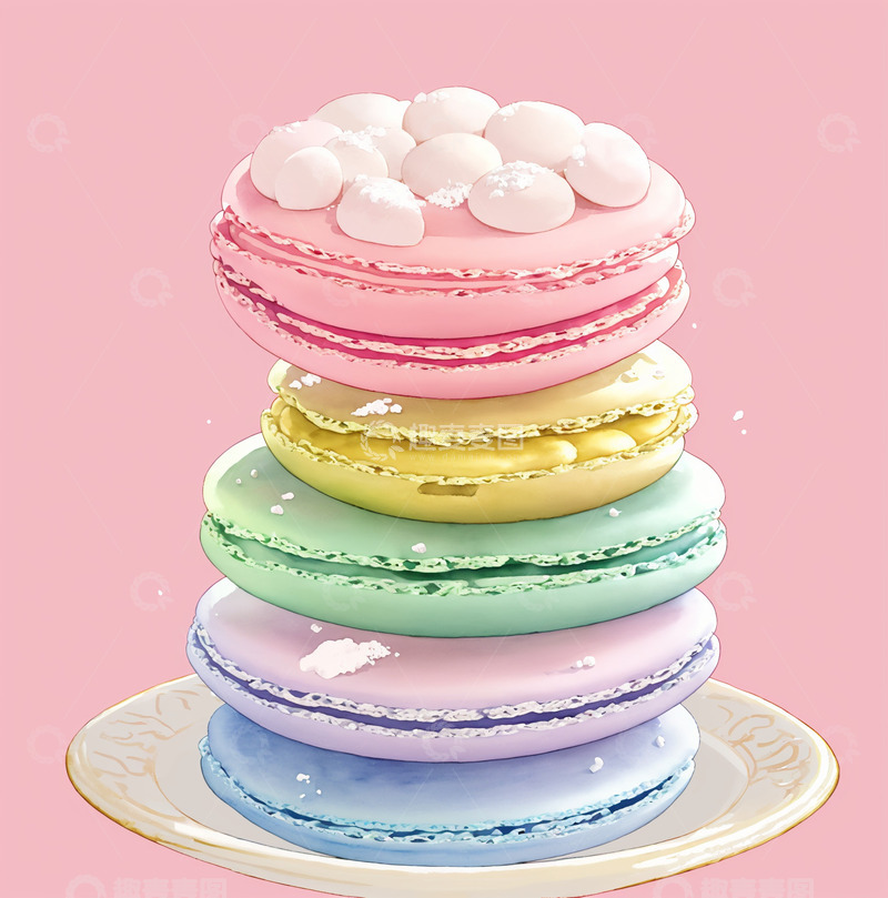 高清大图下载【趣麦麦图】水彩马卡龙15